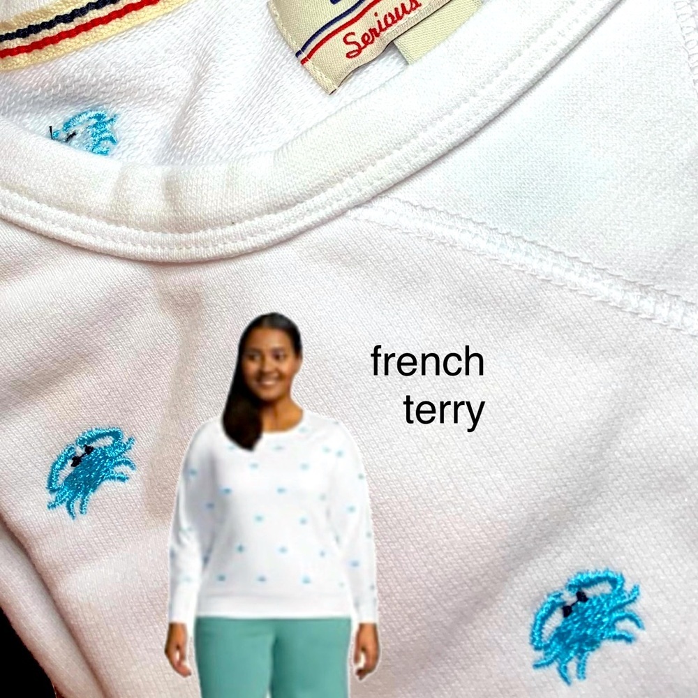 LANDSEND Wms Serious Sweats French Terry Collared Pullover SWEATSHIRT